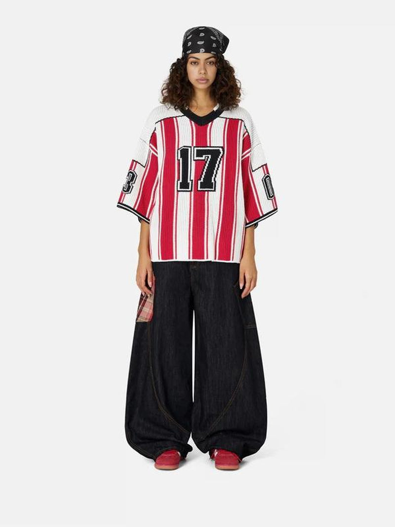 AELFRIC EDEN Super Baggy Jeans Plaid Patchwork Big Pocket Denim Trousers Unisex Vintage Pants Casual Style