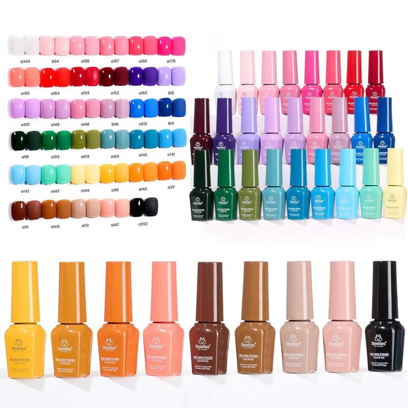 Beetles Gel Nail Polish Kit 5ML Upgrade Colorful Bottle Set with Base Matte&Glossy Top Coat Beauty Must Have DIY Salon Set Soak off DIY Stuff Gifts for Women Girls Teen