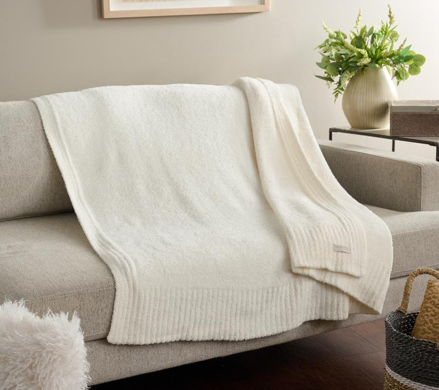 Barefoot Dreams Cozychic 54X72 Stacked Ribbed Border Throw