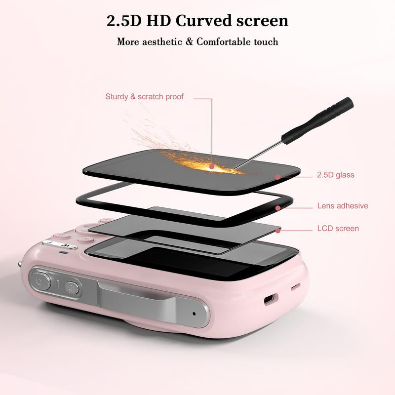 Mini Camera,Vlogging Camera, UHD 4K 64MP Point and Shoot Digital Cameras with 18X Digital Zoom, 32GB TF Card, Compact Travel Camera,Summer Gifts Pink Tech Gadgets