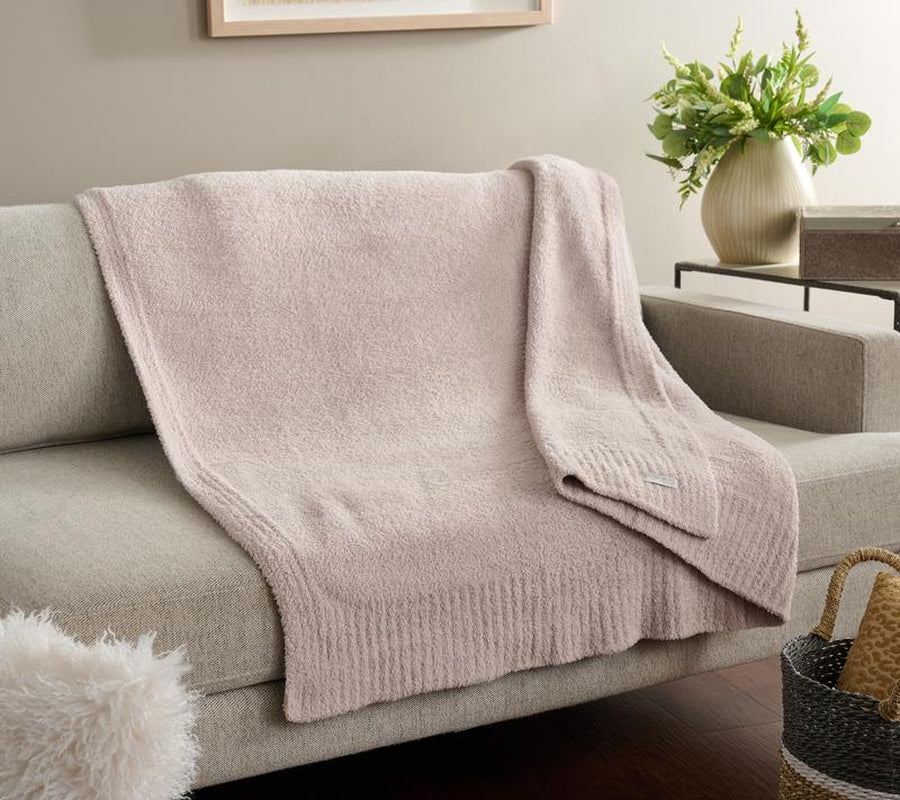 Barefoot Dreams Cozychic 54X72 Stacked Ribbed Border Throw