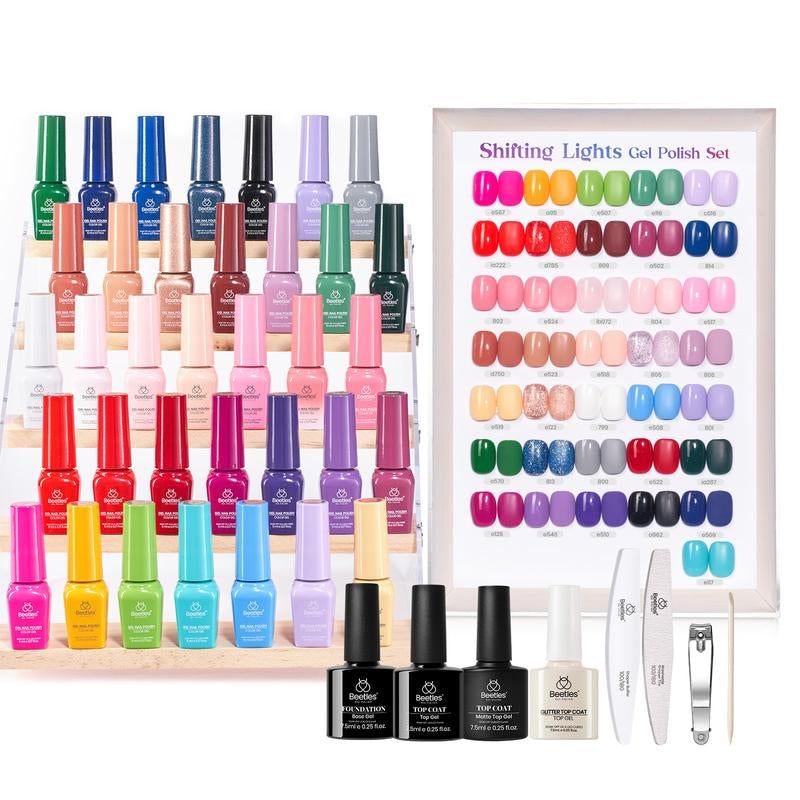 Beetles Gel Nail Polish Kit 5ML Upgrade Colorful Bottle Set with Base Matte&Glossy Top Coat Beauty Must Have DIY Salon Set Soak off DIY Stuff Gifts for Women Girls Teen