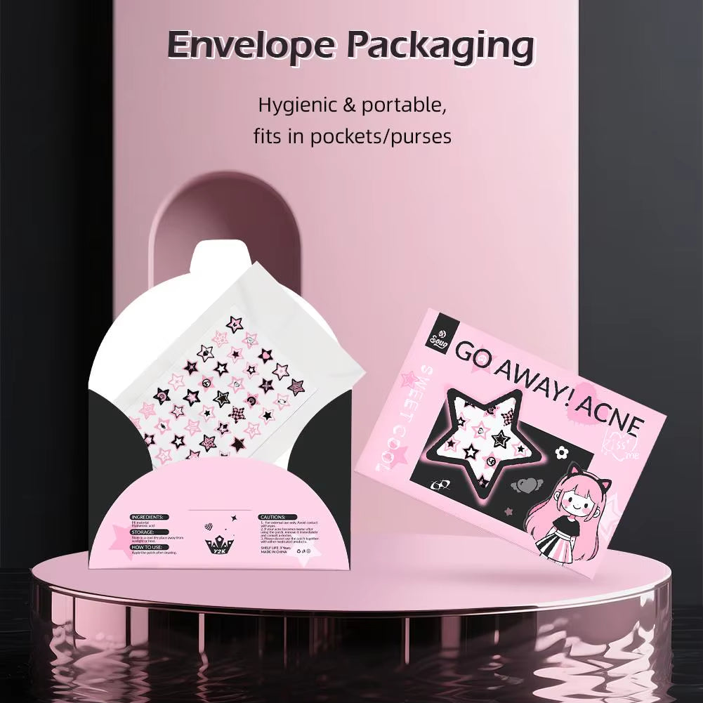 4 Sheets Colorful Star Acne Pimple Patch (220 Counts), Invisible Hydrocolloid Cute Acne Patch, Acne Spots Zits Patches Skincare