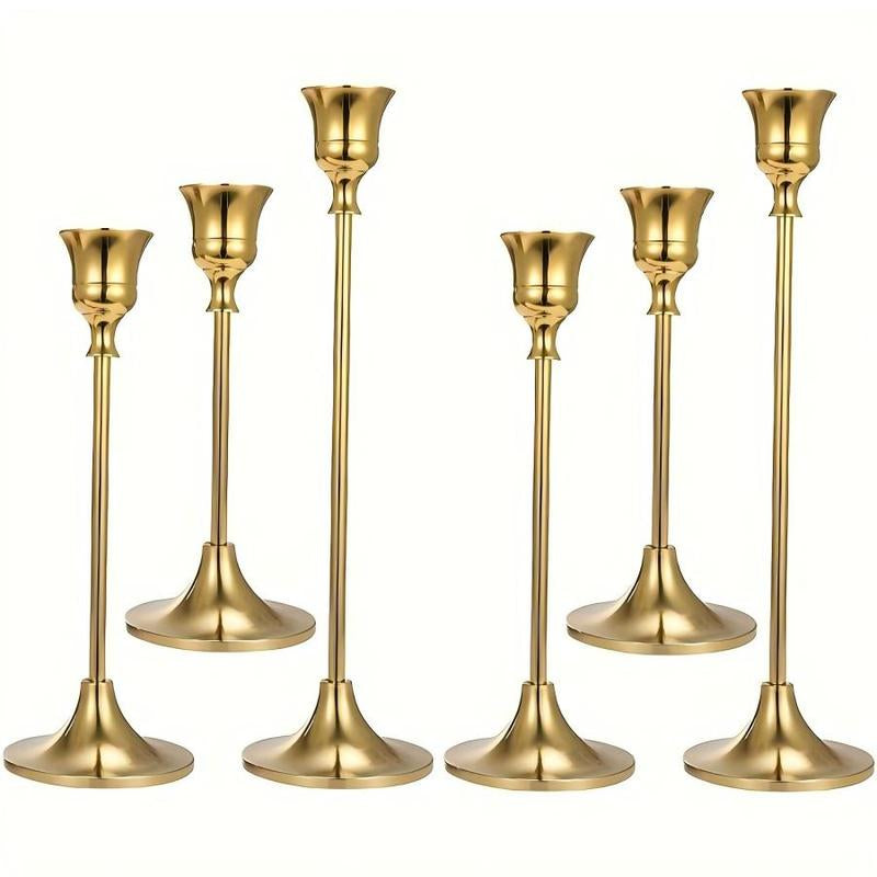 Candle Holder Set, 6 Counts/Set Modern Simple Candle Stand, Desktop Decoration for Home Living Room Bedroom Dining Room Wedding Party