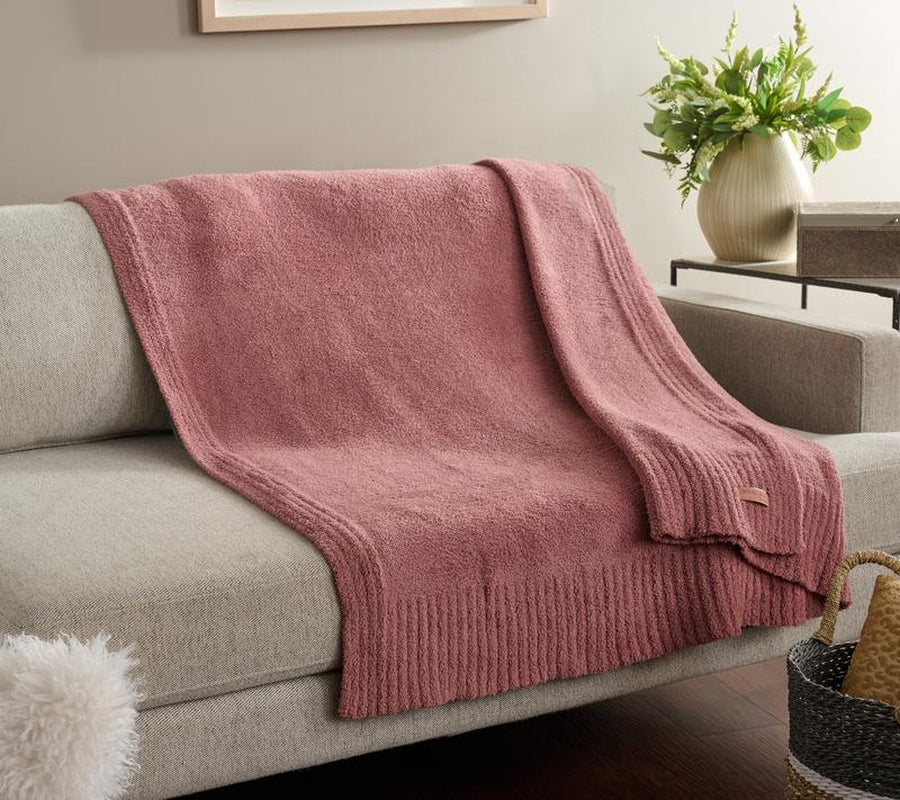 Barefoot Dreams Cozychic 54X72 Stacked Ribbed Border Throw