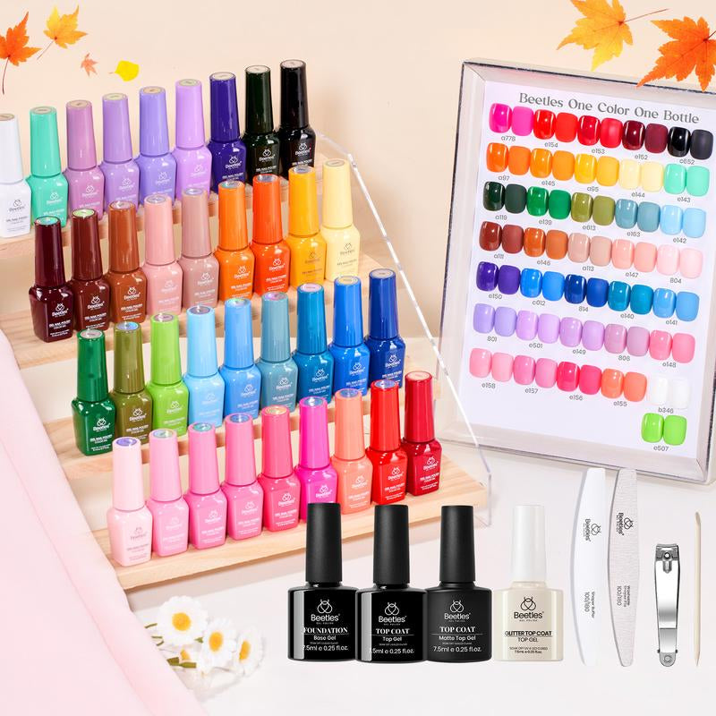 Beetles Gel Nail Polish Kit 5ML Upgrade Colorful Bottle Set with Base Matte&Glossy Top Coat Beauty Must Have DIY Salon Set Soak off DIY Stuff Gifts for Women Girls Teen