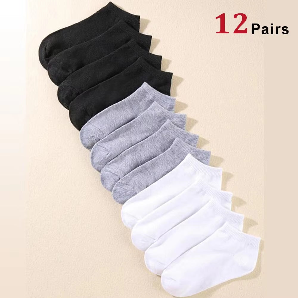 10 Pairs Men’s & Women’s Boat Socks – Plain Color, Anti-Odor, Summer Ankle Casual Socks