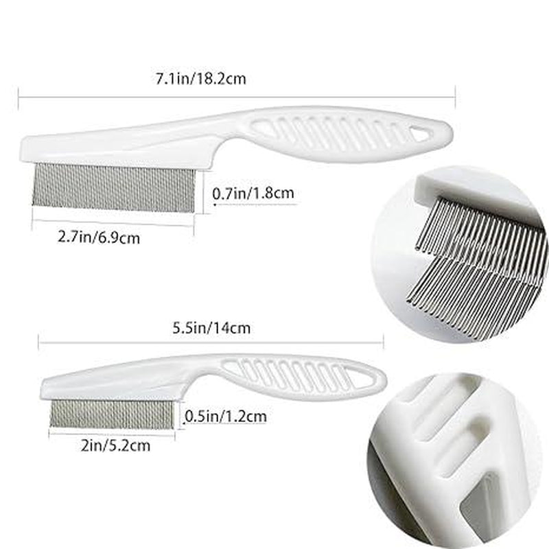 2 Pack Multifunctional Pet Comb, Upgrade Pet Grooming Brush Fine Magic Tear Stain Removal, Fine-Tooth Stainless Massage Comb Kit for Small Puppies and Dogs (White)