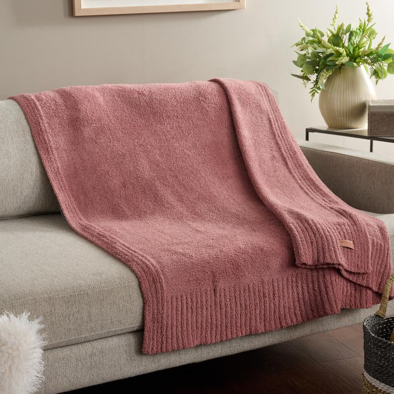 Barefoot Dreams Cozychic 54X72 Stacked Ribbed Border Throw