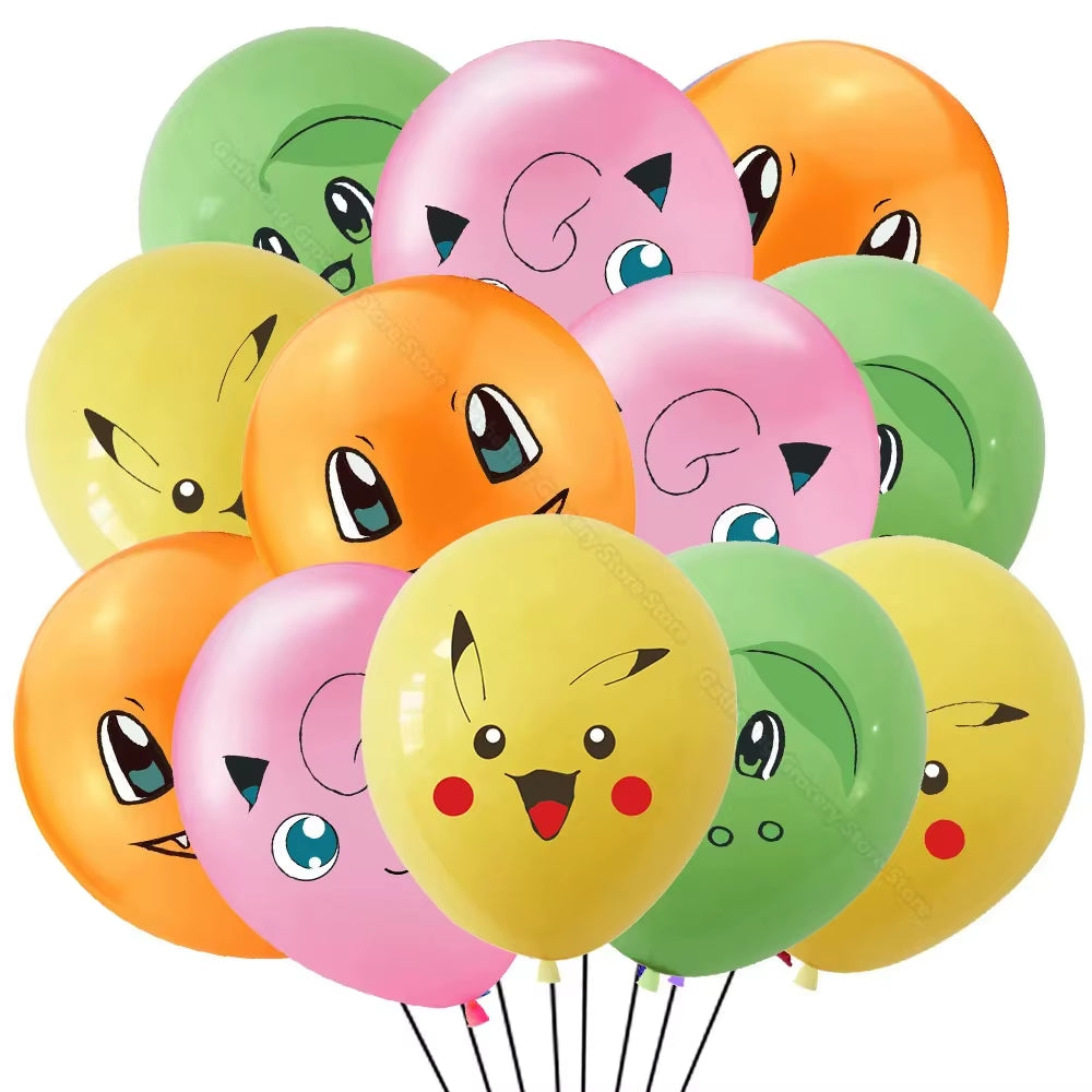 12Pcs Pikachu Latex Ballon Birthday Party Decoration Supplies Baby Shower Gifts Kids Favor Cartoon Pokemon Go Ballon DIY Toys