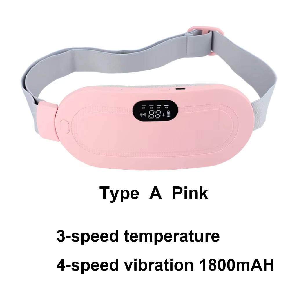 Electric Period Cramp Massager Vibrating Heating Period Pads Belt for Menstrual Colic Waist Stomach Abdominal Warm Palace Belt