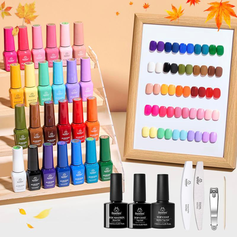 Beetles Gel Nail Polish Kit 5ML Upgrade Colorful Bottle Set with Base Matte&Glossy Top Coat Beauty Must Have DIY Salon Set Soak off DIY Stuff Gifts for Women Girls Teen