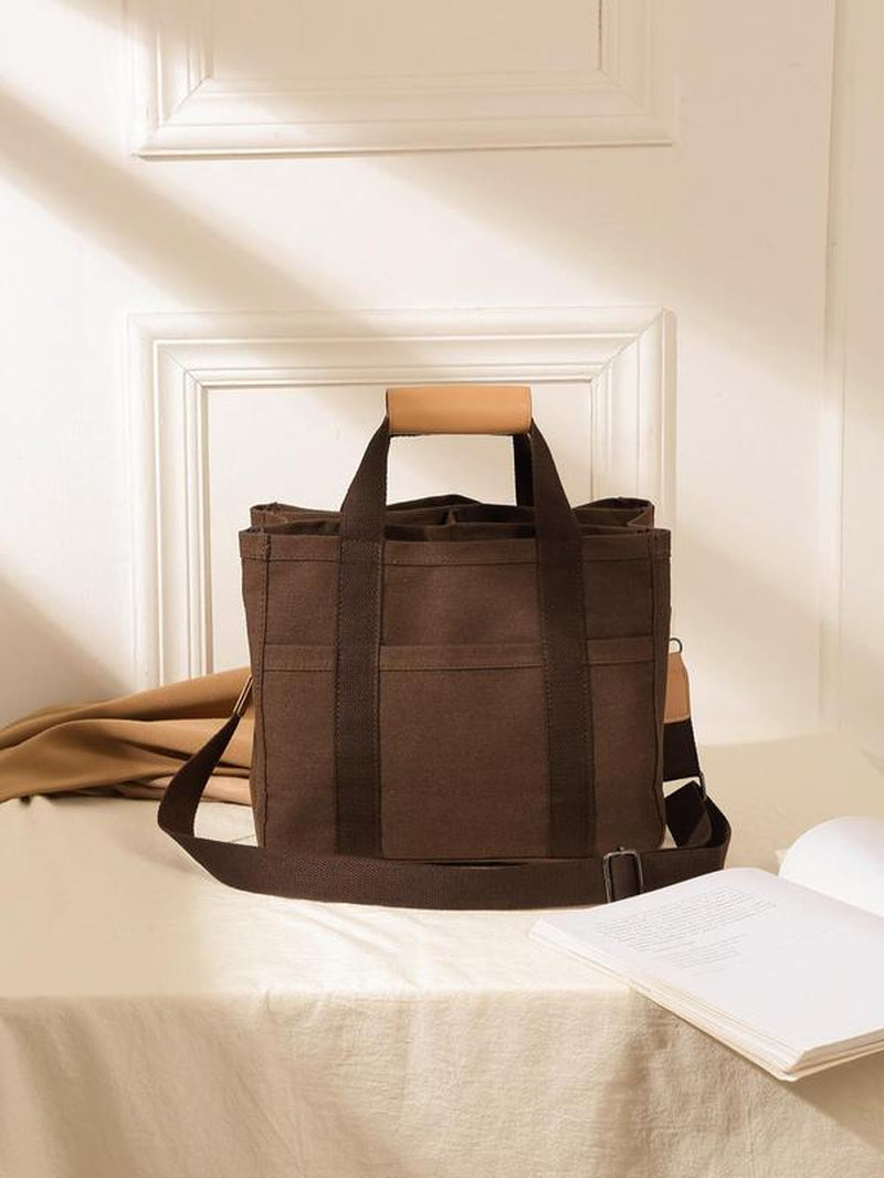 Women'S Solid Color Trendy Tote Bag with Removable Bottom Compartment as Summer Outfits 2024, Lightweight Large Capacity Matching Shoulder Bag for Work Travel, Messenger Bag