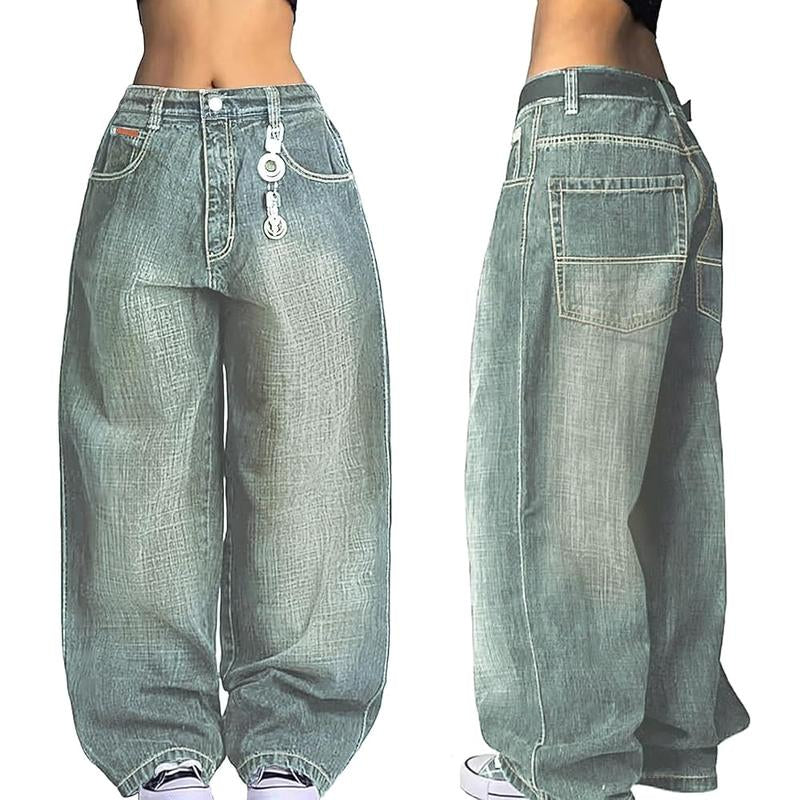 EMMIOL Women Hip Hop Baggy Jeans Wide Leg Mid-Low Waist Jeans Loose Boyfriends Jeans 90S Vintage Denim Pants Casual Comfy Black Womenswear #Tiktokshopblackfriday