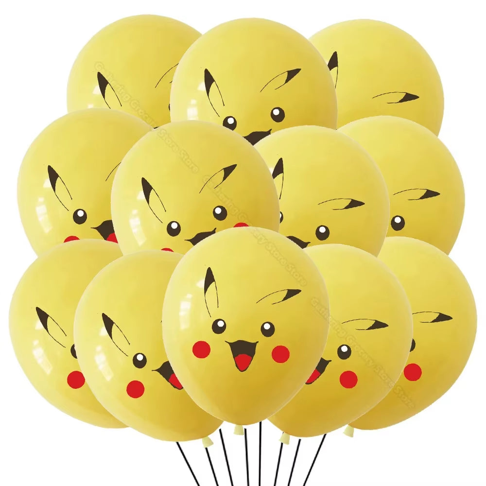 12Pcs Pikachu Latex Ballon Birthday Party Decoration Supplies Baby Shower Gifts Kids Favor Cartoon Pokemon Go Ballon DIY Toys