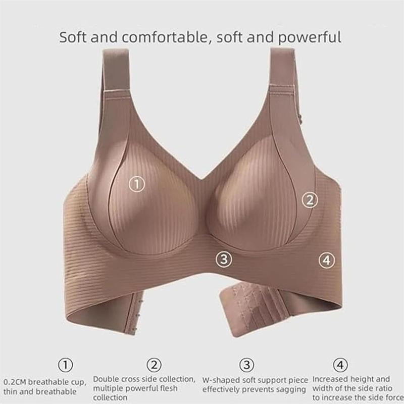 4-Piece Seamless Women'S Bra Set - Full Cup Design, Lifts and Supports the Back, Lightweight and Breathable, Wire-Free, Stylish V-Neck, Suitable for Yoga, Fitness and Everyday Wear, Fashionable Sports Bra; Comfortable Fit; Sports Top Bra