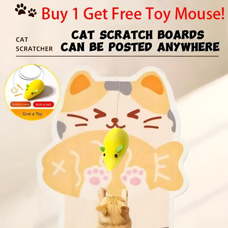 【Buy 1, Get Free Toy Mouse!】Wall Mounted Cat Scratching Board Thickened Durable Wear Resistant Protects Furniture from Cat Scratching Suitable for Walls Sofas Cabinets Doors Glass Personalized Cat Tree Tower Cat Toy Mouse Pet Supplies Scratcher