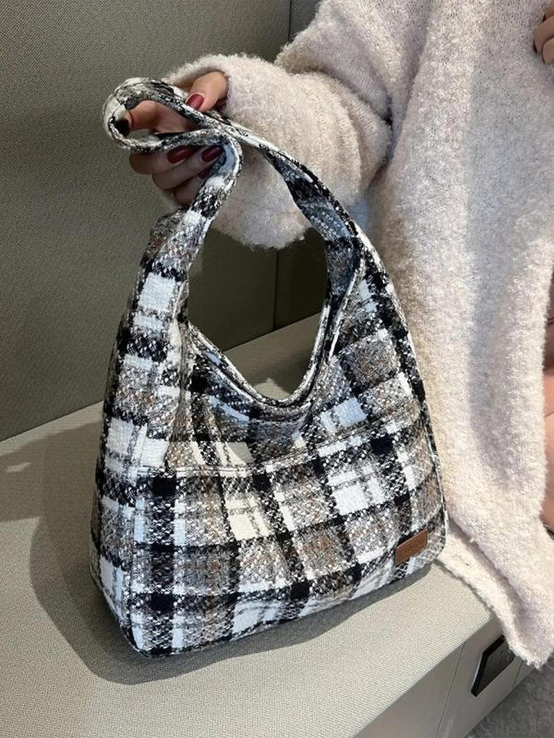 Trendy Solid Color Letter Patched Large Capacity Tote Bag, Minimalist Magnetic Closure Corduroy Shoulder Bag, Women'S Dumpling Bag for Daily Used, Corduroy Hobo Bag