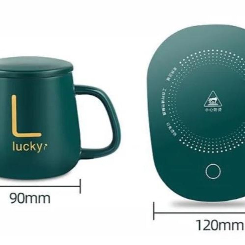 Cute Temperature Control Smart Mug and Mug Warmer Holiday Gift Suite - Constant Temperature, Heated Office and Etc.. Use Birthday Gift, Thanksgiving, Christmas. Ceramic Coffee
