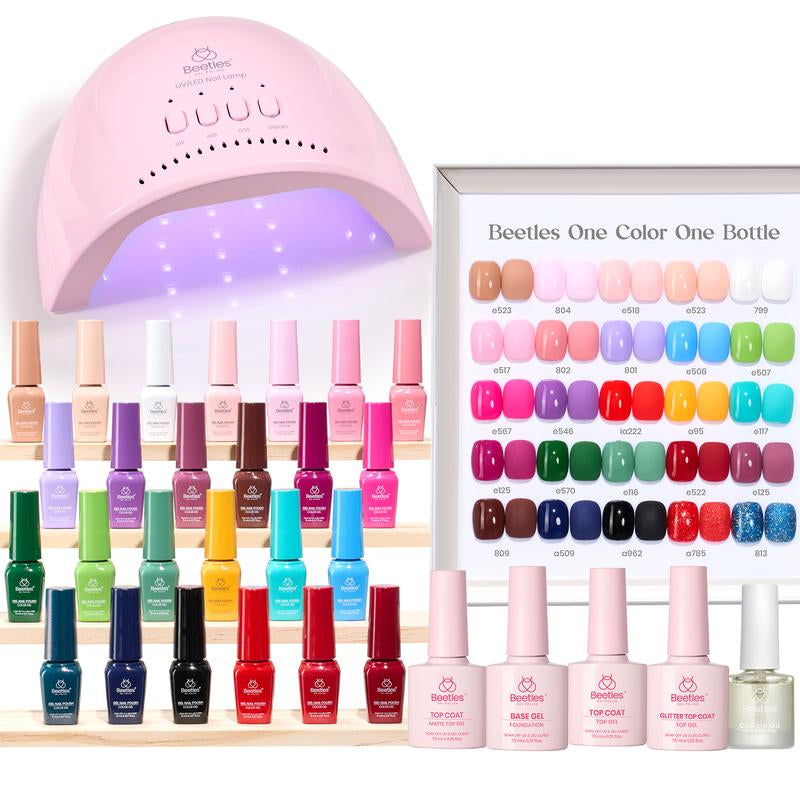 Beetles Gel Nail Polish Kit 5ML Upgrade Colorful Bottle Set with Base Matte&Glossy Top Coat Beauty Must Have DIY Salon Set Soak off DIY Stuff Gifts for Women Girls Teen