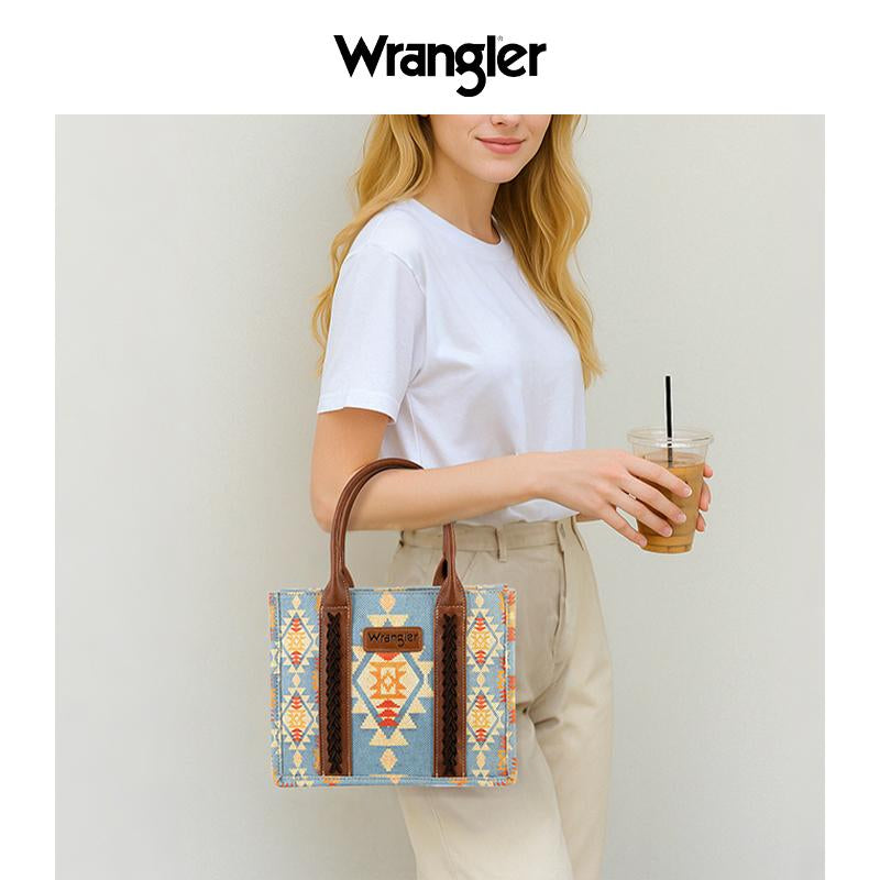 Wrangler [Live] Southwestern Print Canvas Tote Bag Functional Crossbody Bag for Work Shopping