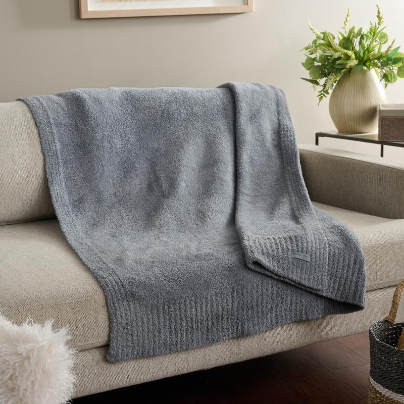 Barefoot Dreams Cozychic 54X72 Stacked Ribbed Border Throw