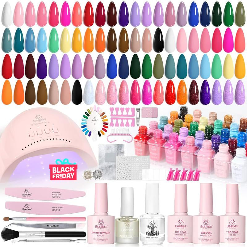 Beetles Gel Nail Polish Kit 5ML Upgrade Colorful Bottle Set with Base Matte&Glossy Top Coat Beauty Must Have DIY Salon Set Soak off DIY Stuff Gifts for Women Girls Teen