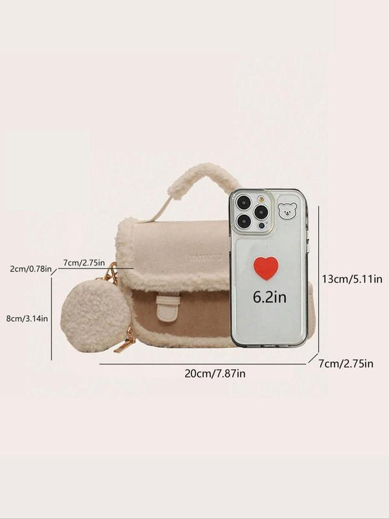 25 Fall&Winter Women'S Fluffy Suede Handbag, Casual Versatile Solid Color Shoulder Bag with Coin Purse, Fashionable and High-Quality Daily Commuter Bag, Fashion Bag, Casual Trendy Bag