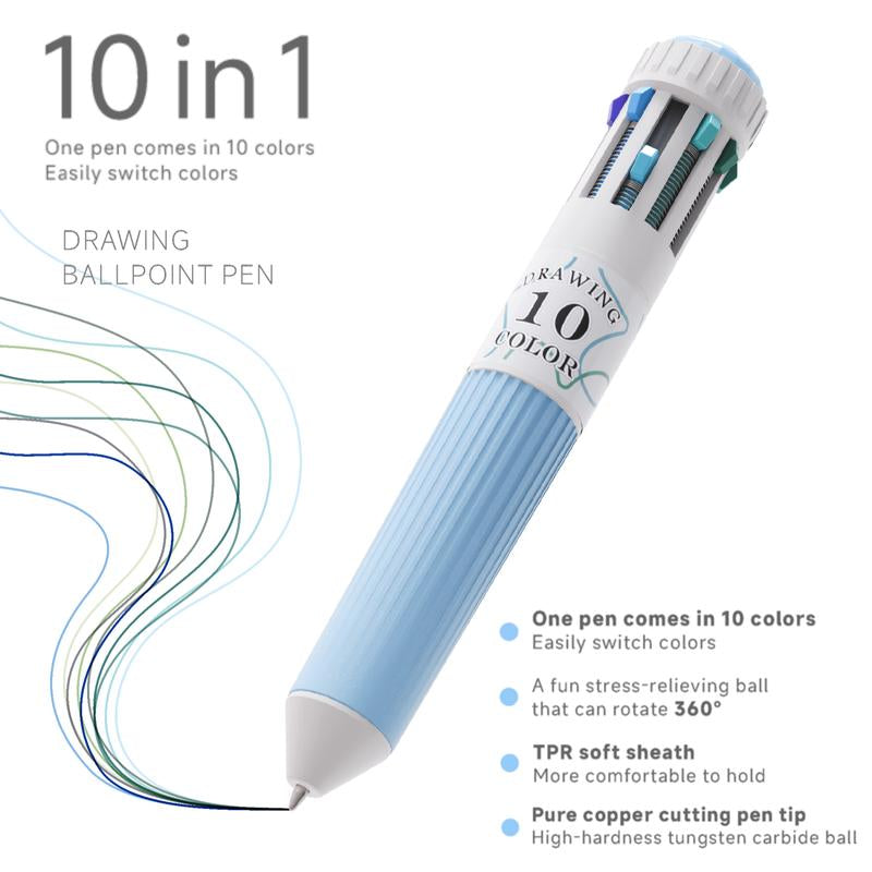 6 Pack Multicolor Pens, 60 Colors, 10-In-1 Colored Ballpoint Pen,0.8Mm Fine Point Smooth Writing, Retractable Ballpoint Pens for Office School Students Gifts