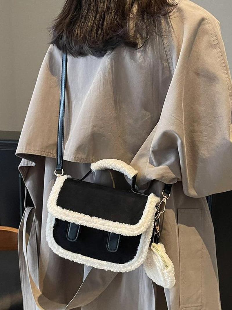 25 Fall&Winter Women'S Fluffy Suede Handbag, Casual Versatile Solid Color Shoulder Bag with Coin Purse, Fashionable and High-Quality Daily Commuter Bag, Fashion Bag, Casual Trendy Bag