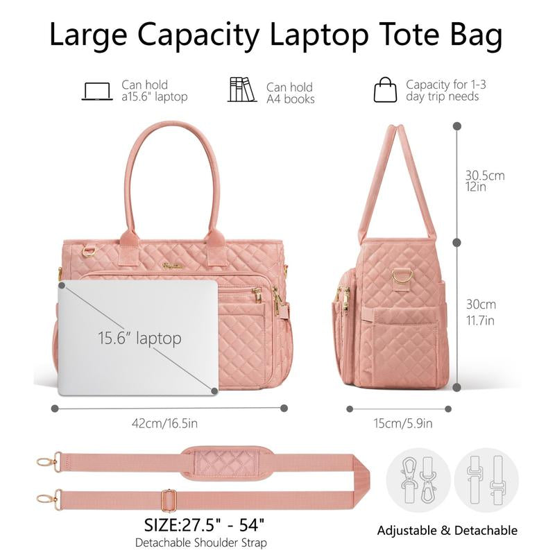 Bagstellar Polyester Tote Bag for Women,15.6 Inch Laptop Work Tote Bags for Teacher Nurse Bible with 40Oz Cup Holder, Waterproof Quilted Utility,Multiple Pockets,Shoulder Crossbody Tote Handbags for Women Work,Daily,Travel,Gym,School College