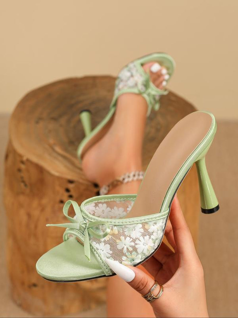 Women'S Fashion Leopard Print Mule Sandals, Elegant Pointed Toe High Heel Sandals for Party, Daily Clothing Decor for Women & Girls, Walking Shoes