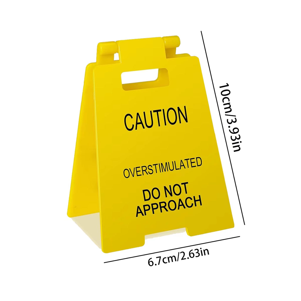 1 PCS Caution Overstimulated Desk Sign - Funny Office Desk Warning Signs for Colleagues, Employees, and Bosses, Office Decor