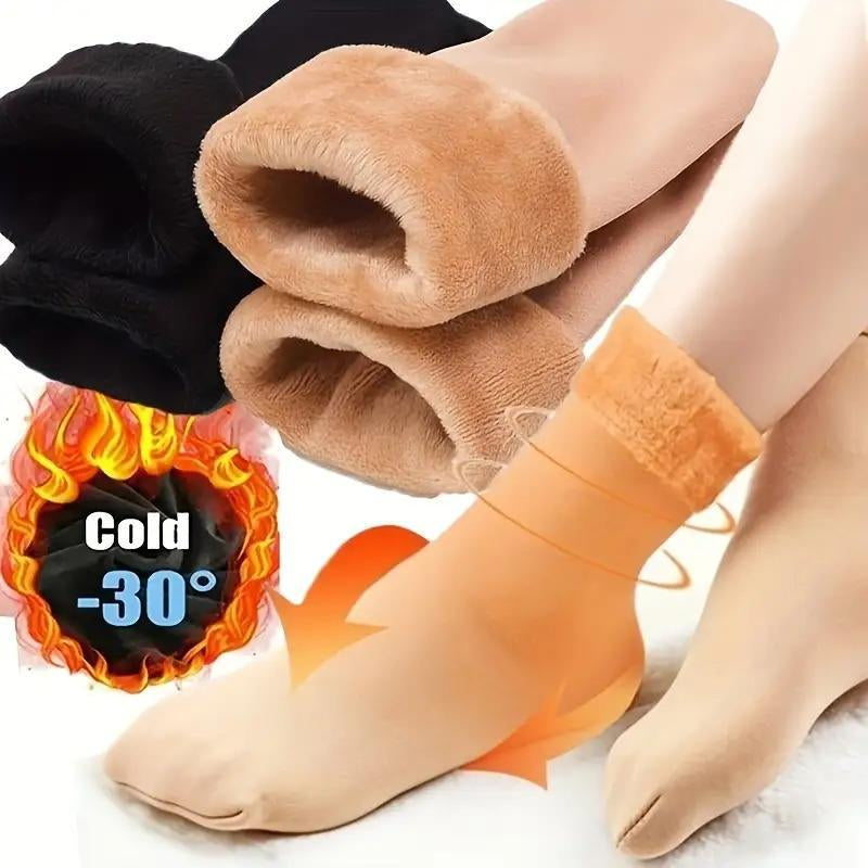 5 Pairs Autumn Winter Socks for Women Thickened Fleece Lined Cold-Proof Warm Self-Heating Snow Socks Unisex Floor Socks Mid-Calf Socks,Valentine'S Day and Christmas Gifts