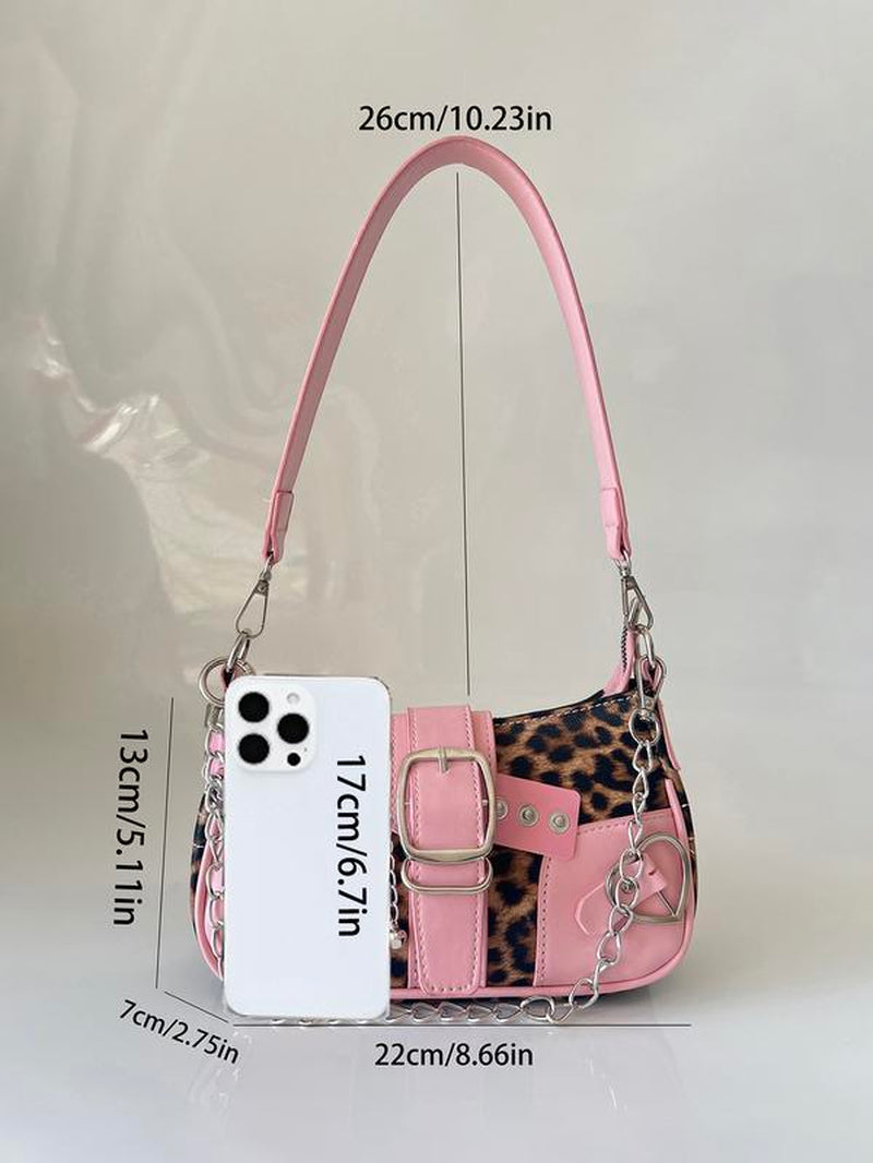 Vintage Y2K Women'S Bag, Punk Style Colorblock Star Chain Small Shoulder Crossbody Bag, Detachable Strap, Polyester Lining, Multi-Functional Handbag