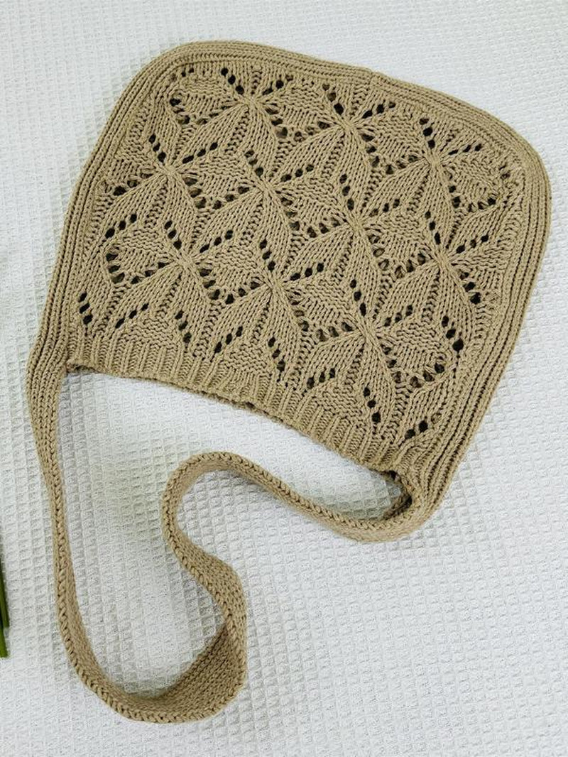 Women'S Summer Minimalist Solid Color Crochet Shoulder Bag as Gift, Simple Design Plain Designer Crossbody Bag, Casual Fashionable Knitting Bag, Leisure Style Large Capacity Tote Bag for Women for Fall 2025, Purse