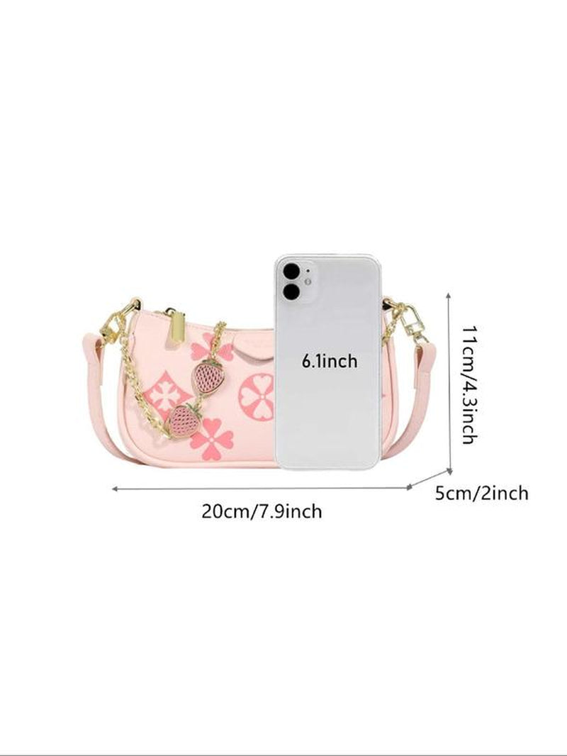 Women'S Fashionable Patterned Bag, Elegant Embossed Bag, Stylish Crossbody Bags, Adjustable Strap Satchel, Casual Pu Leather Zipper Shoulder Bag for Daily Used, Trendy Versatile High-Quality Daily Commuting Bag, Fashion Purses