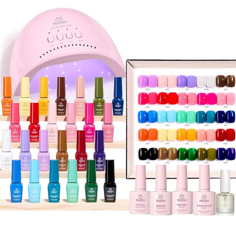 Beetles Gel Nail Polish Kit 5ML Upgrade Colorful Bottle Set with Base Matte&Glossy Top Coat Beauty Must Have DIY Salon Set Soak off DIY Stuff Gifts for Women Girls Teen