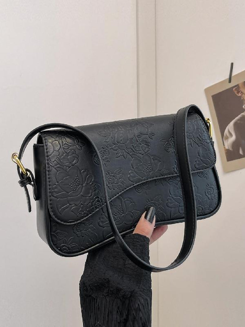 Women'S Solid Color Irregular Flip Shoulder Bag, Fashionable PU Leather Bag, Versatile Textured Elegant Commuter Bag for Daily Used