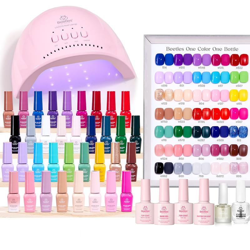 Beetles Gel Nail Polish Kit 5ML Upgrade Colorful Bottle Set with Base Matte&Glossy Top Coat Beauty Must Have DIY Salon Set Soak off DIY Stuff Gifts for Women Girls Teen