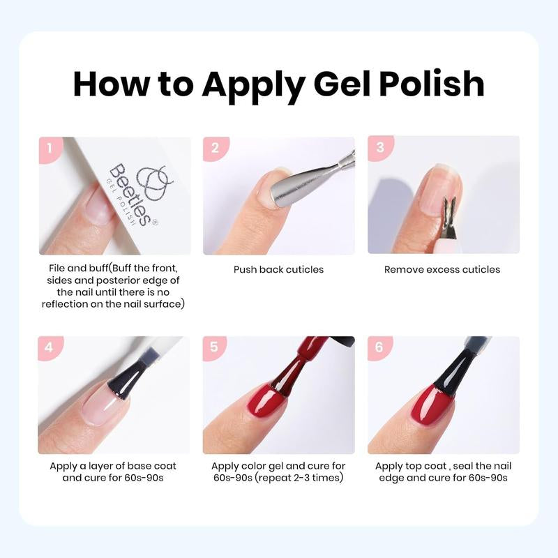 Beetles Gel Nail Polish Kit 5ML Upgrade Colorful Bottle Set with Base Matte&Glossy Top Coat Beauty Must Have DIY Salon Set Soak off DIY Stuff Gifts for Women Girls Teen