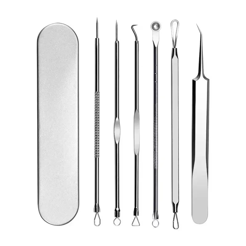 11PCS Acne Blackhead Removal Needles Kit Cell Pimples Blackhead Clip Tweezers Comedone Blemish Extractor Face Skin Beauty Gift