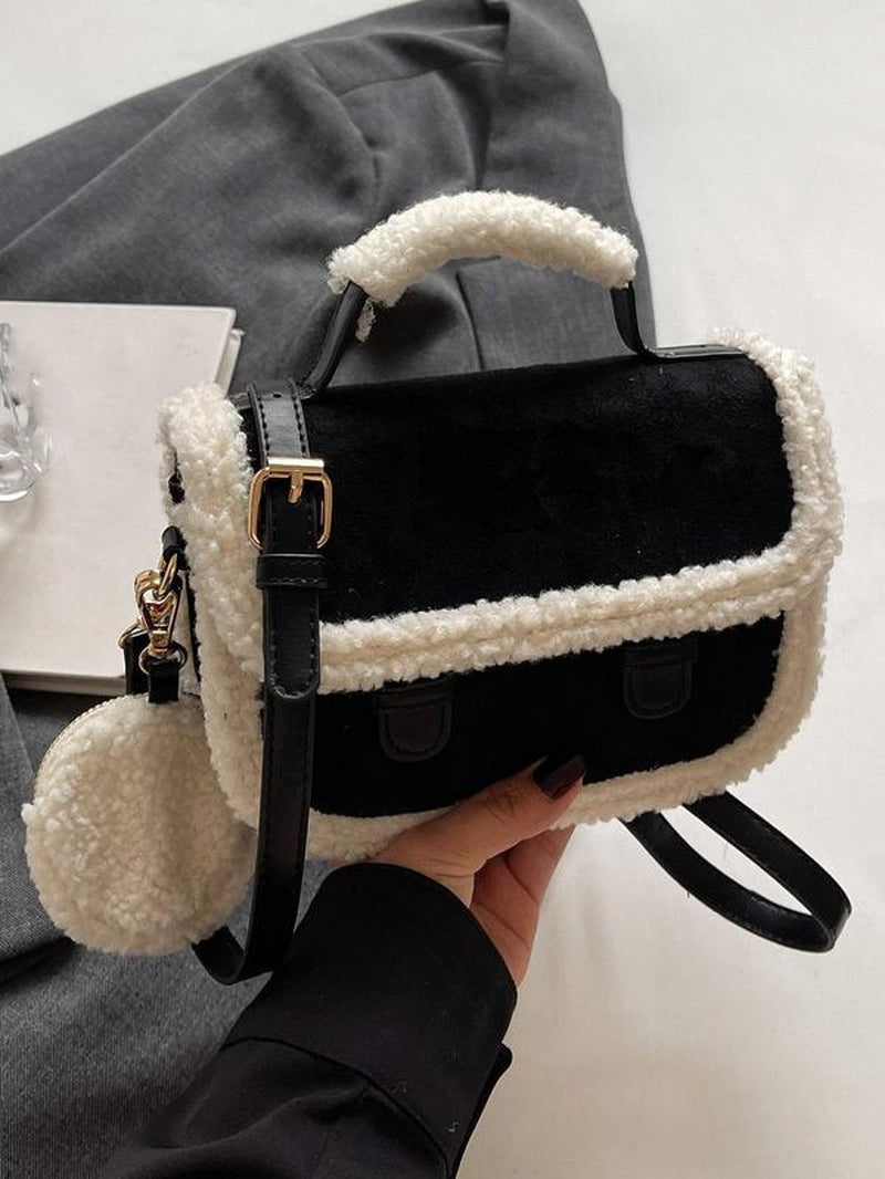 25 Fall&Winter Women'S Fluffy Suede Handbag, Casual Versatile Solid Color Shoulder Bag with Coin Purse, Fashionable and High-Quality Daily Commuter Bag, Fashion Bag, Casual Trendy Bag
